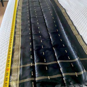 68 inch x 20 inch Black Indian Silk scarf
